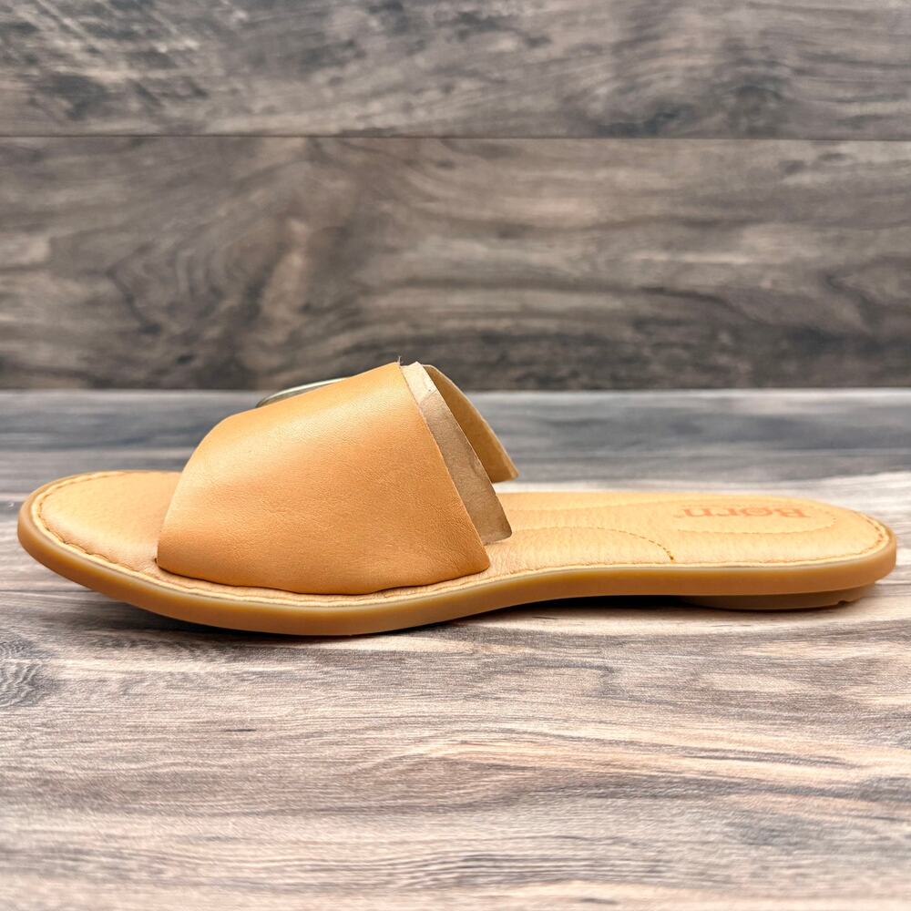 NIB Born Miarra 8M 38-39 Natural Big Buckle Leather Slide Sandals - Picture 5 of 11